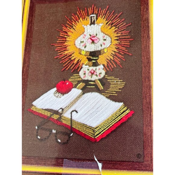 Vintage 1970s Jiffy Stitchery Crewel Embroidery Kit Reading By Lamplight - Picture 5 of 6